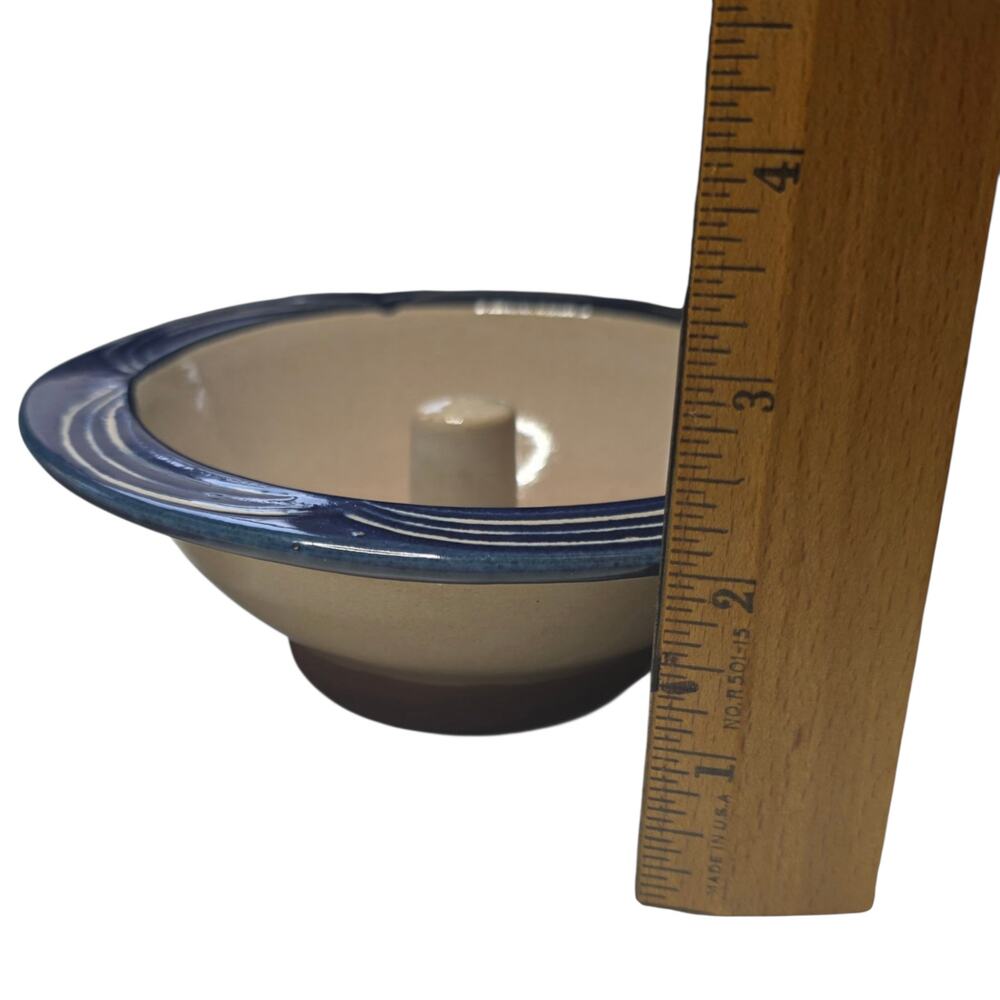 Christian Ridge Pottery Apple Baker Set of 2 Blue Stoneware w Recipe Card - Picture 5 of 9